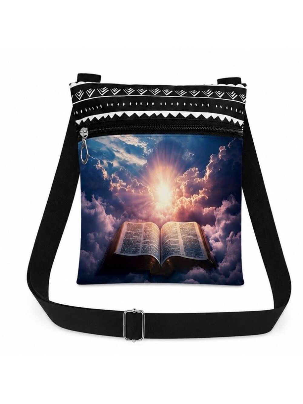 Bible Crossbody Bag With Heavenly Sky Design & Adjustable Strap
